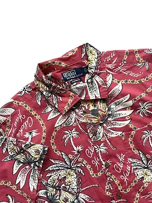 Vtg Polo Ralph Lauren Aloha Hawaii Short Sleeve Cotton Button Up Shirt Men’s L • $26.99