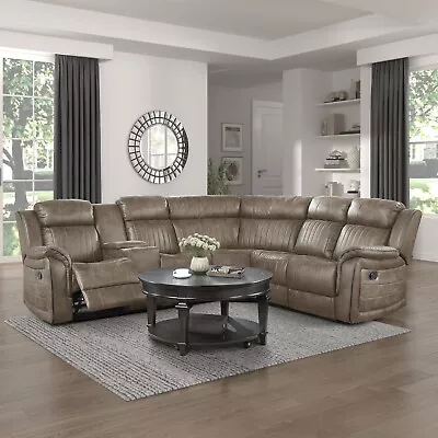 Sandy Brown Faux Suede 3 Three Recliner Sofa Sectional Living Room Furniture Set • $1999