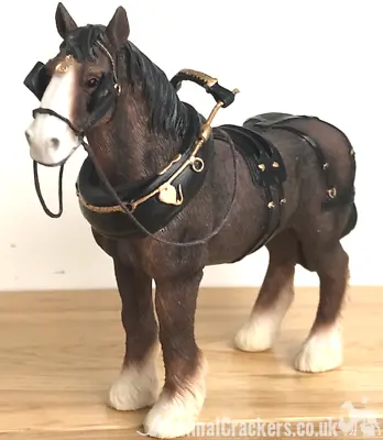 £20.95 • Buy Bay Shire Cart Heavy Horse In Harness Ornament Figurine Quality Leonardo, Boxed