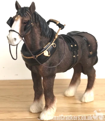 Bay Shire Cart Heavy Horse In Harness Ornament Figurine Quality Leonardo Boxed • £20.95