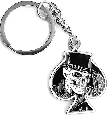 £2.69 • Buy Keyring Metal & Enamel Grinning Skull Skeleton Zombie Goth Biker (35mm X 30mm)