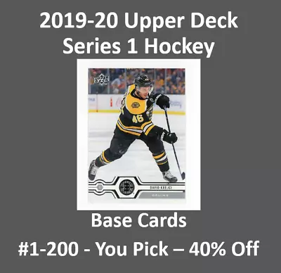 $1.69 • Buy 2019-20 Upper Deck Series 1 NHL Hockey Base Singles #1-200 You Pick For Set UD