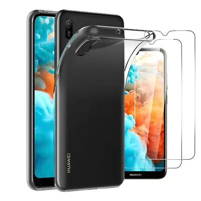 For Huawei Y6 Pro (2019) Case Clear Slim Gel Cover & Glass Screen Protector  • £3.95
