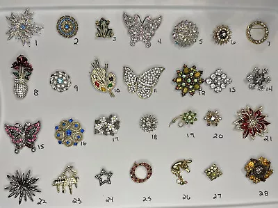$10.50 • Buy PICK A BROOCH PIN VINTAGE - NOW- Rhinestones Butterfly Pets Flowers Etc C1