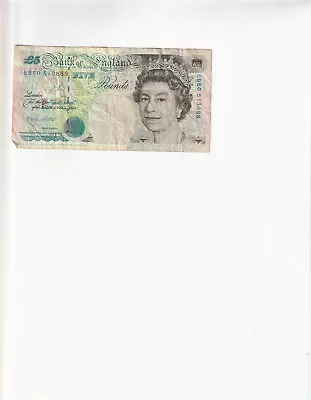 VINTAGE 1990 BANK OF ENGLAND FIVE POUND NOTE  Queen Elizabeth   LOOK • $16.99