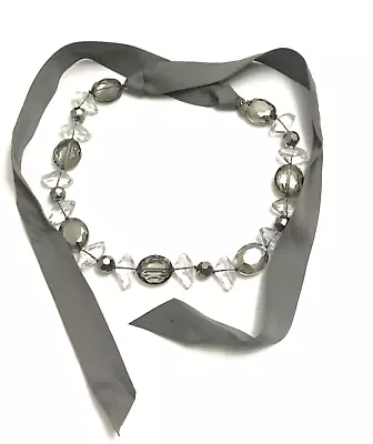 Women's Belt Small-Medium Gray VTG Jeweled Beaded Sash Dress Fabric Ladies • $14.44