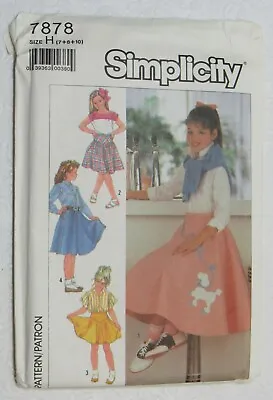 Simplicity 7878 Girls Poodle Skirt Sewing Pattern Size  7 8 10 Vintage New  • $21.99