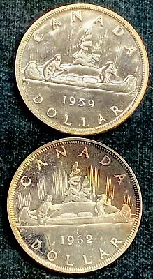 Canada PL Silver Dollars (2 Coin Lot) 1959 1962 • $40
