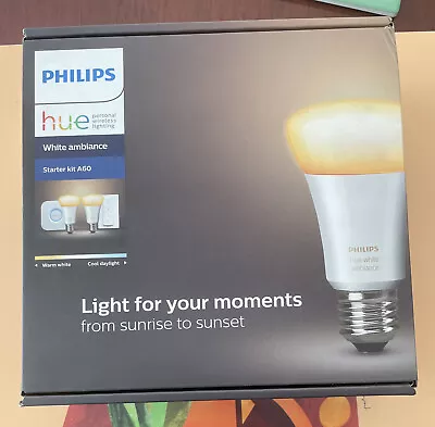 $100 • Buy Philips Hue White Ambiance E27 A60 Kit - 2 X Smart LED Globes Switch Hue Bridge