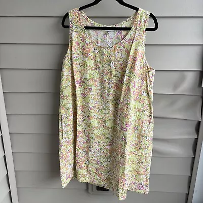 J. Jill Love Linen Water Color Floral Popover Dress Size XL Lagenlook • $28.95