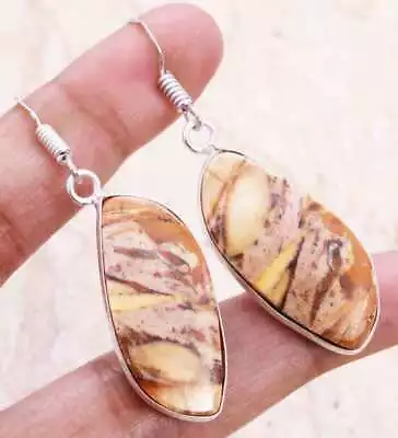 Gorgeous Mookaite 925 Silver Plated Handmade Earrings Of 1.9  Ethnic • $2.99