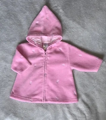 Gorgeous Vintage Baby Girl Pink Fleece Jacket Coat 3 - 6 M From T Designed Tesco • £7.95