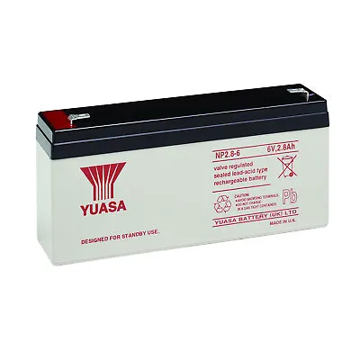 Yuasa NP Series NP2.8-6 Valve Regulated Lead-Acid Battery SLA 6V 2.8Ah • £17.76