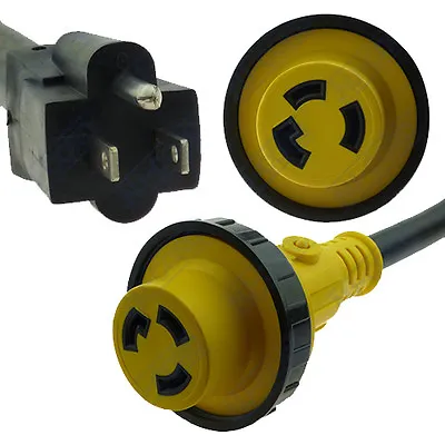 RV Power Cord Adapter 15 Amp Male 5-15P To 30 Amp Twist Lock Female L5-30R • $12.99