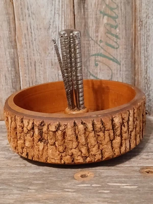 $26.33 • Buy Vintage Tree Bark Nut Cracker Set With Crackers And Picks Live Edge Bowl 7.5 