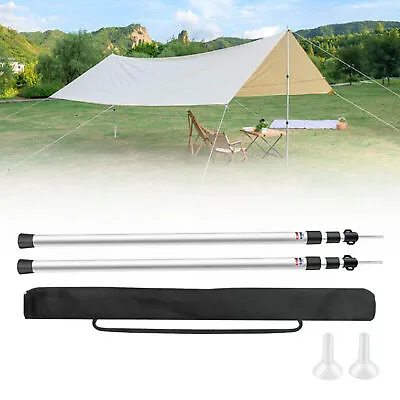 Adjustable Tent Poles For Camping Backpacking Canopy Awning Shelter Tarpaulin • $25.65