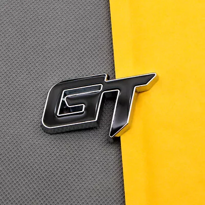 3D Metal Silver & Black GT Car Logo Emblem Sport Fender Trunk Letter Badge Decal • $5.99