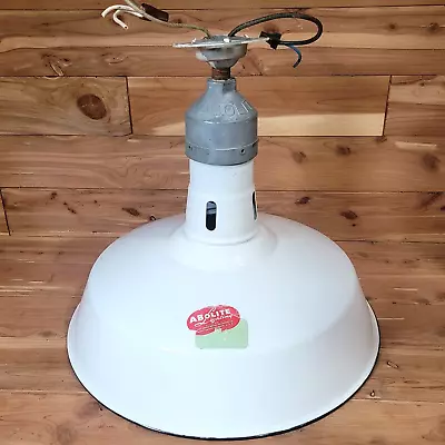 1 VTG Abolite White 16 1/2  Industrial Barn Light Gas Station Porcelain Enamel • $99