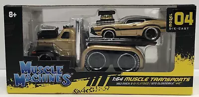 Muscle Machines 1:64 1953 Mack B-61 Truck Gold & 1970 Oldsmobile 442 Sealed New! • $15.99