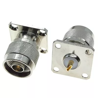 1x N Type Male Plug 4 Hole Panel Mount Flange With Solder Cup Straight Connector • $3.51