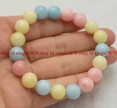 Natural 6/8/10/12mm Colorful Morganite Round Gems Beads Stretchy Bracelet 7.5  • $3.99