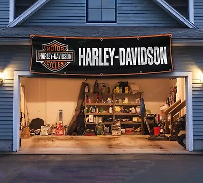 Harley Davidson Motorcycle 2x8 Ft Garden Flag Mount Man Cave Banner Garage Sign • $30.90