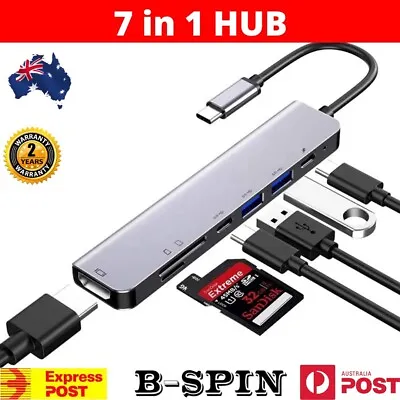 $29.99 • Buy 7 In 1 USB-C Type C HD Output 4K HDMI USB Adapter HUB For MacBook Pro & Windows