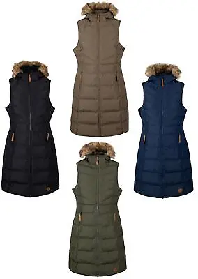 Trespass Audrey Long Gilet Sleeveless Quilted Hooded Bodywarmer Exclusive • £49.99