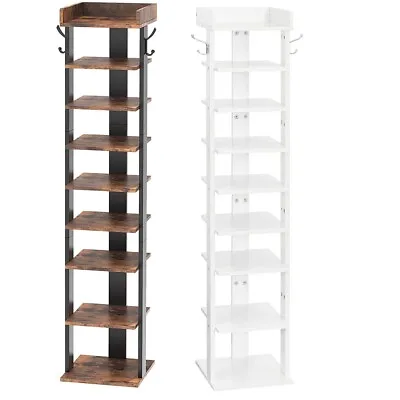 HOOBRO Vertical Shoe Rack 9 Tier Narrow Shoe Shelf Storage Organizer With Hooks • $59.98