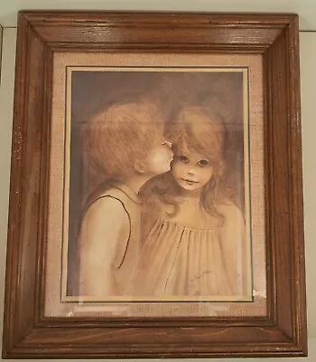 Vintage Margaret Kane  A Little Kiss  Print Art 20 X17  • $10