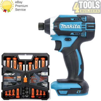 £78.12 • Buy Makita DTD152Z 18v Cordless Impact Driver With 63pcs Screwdriver & Ratchet Set