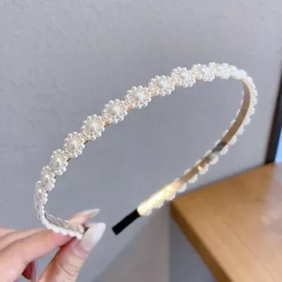 £4.39 • Buy Ladies Gold Pearl Headband Hairband Crystal Head Band Hair Hoop Accessories UK