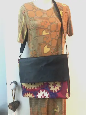 Large Laptop Satchel Bag Leather And Embroidery • $29
