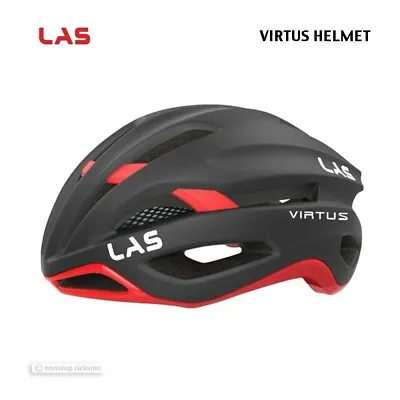 NEW LAS VIRTUS Road Cycling Helmet : MATTE BLACK/RED • $437