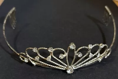 Vintage Silver Tone Wedding Tiara Crystal Bridal Headband • $9