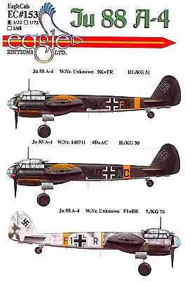 EagleCals Decals 1/32 JUNKERS Ju-88A-4 German Bomber • $17.50