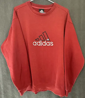 90’s Vintage Adidas Pullover Crewneck Sweatshirt Maroon Size Small Fits LARGE • $69.99