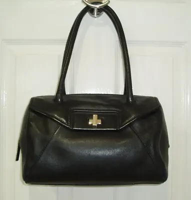 Marks And Spencer Black Genuine Leather Hand Bag • £13.99