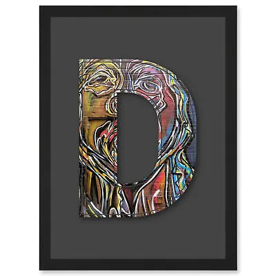 $35.74 • Buy Letter D Multicoloured Face Wall Graffiti Alphabet Initial Framed A4 Art Print