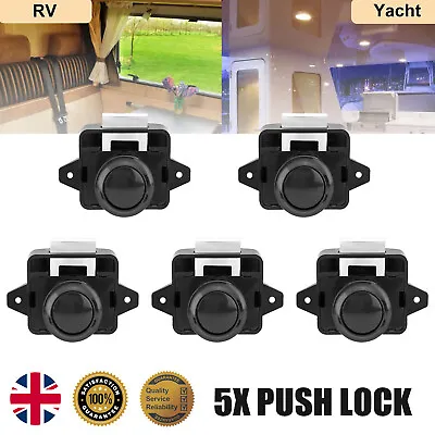 5x Push Button Lock Drawer For Cupboard Kitchen Caravan RV Cabinet Latch Knob • £13.99