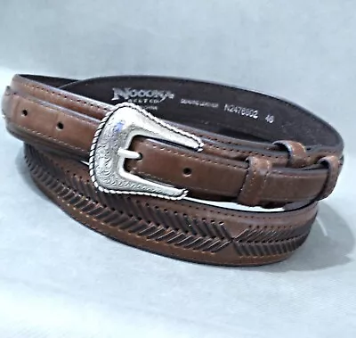 Nocona Mens Belt 46 Top Hand Leather Ranger Tab Silver Buckle N2476802 • $29.95