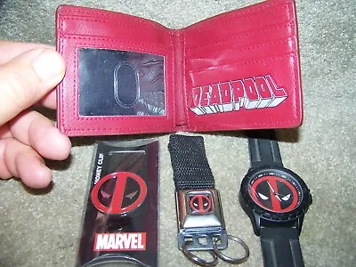 Marvel Deadpool Bi-Fold Wallet With Studs Watch Money Clip Keyring • $42.38