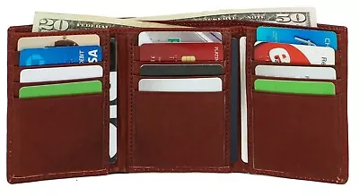 Heavy Duty Trifold Leather Wallets For Men Multi Credit Card- Flap Up ID Holder  • $12.09