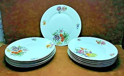 Lot Of (10) Vintage Bohemia Czecho Slowakia 10  Dinner Plates  ~ Floral Rose  • $14.95