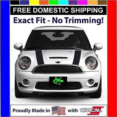 Black With White Hood Stripes For Mini Cooper 2007-2013 - Exact Fit No Trimming • $39