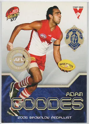 2007 SUPREME AFL [2006 BROWNLOW MEDAL] CARD - MC1 Adam GOODES (SYDNEY) • $9.13