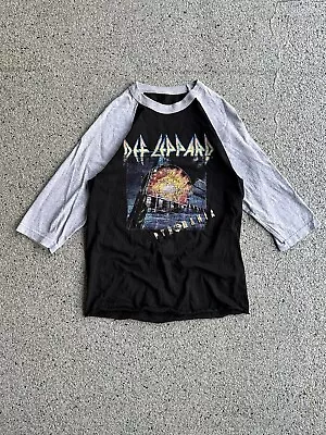 Vintage 80s 1983 Def Leppard Pyromania Tour T Shirt Graphic Long Sleeve Black M • $65