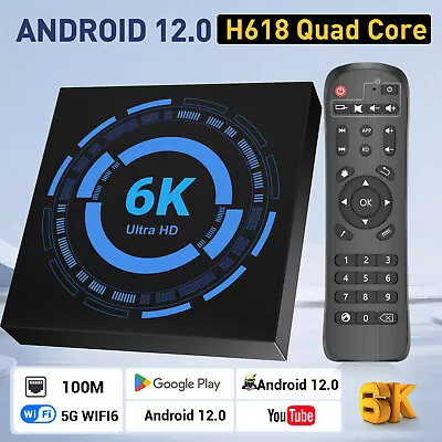 2024 TV Box Upgraded 5G WIFI 6 Smart Android 12.0 Quad Core 6K UHD Stream Player • $40.68