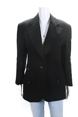 Mark Eisen Collection Womens Buttoned Collared Long Sleeve Blazer Black Size 8 • $42.69