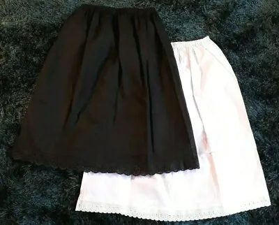 £5.22 • Buy Black White 100% Cotton Underskirts UK Size 4 -20 Half Slip Waist Slip Petticoat